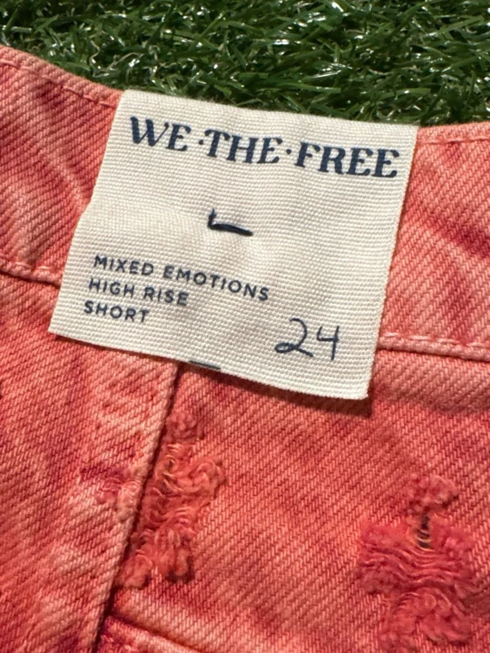 We The Free Mixed Emotions High Rise Distressed Embroidered Denim Shorts